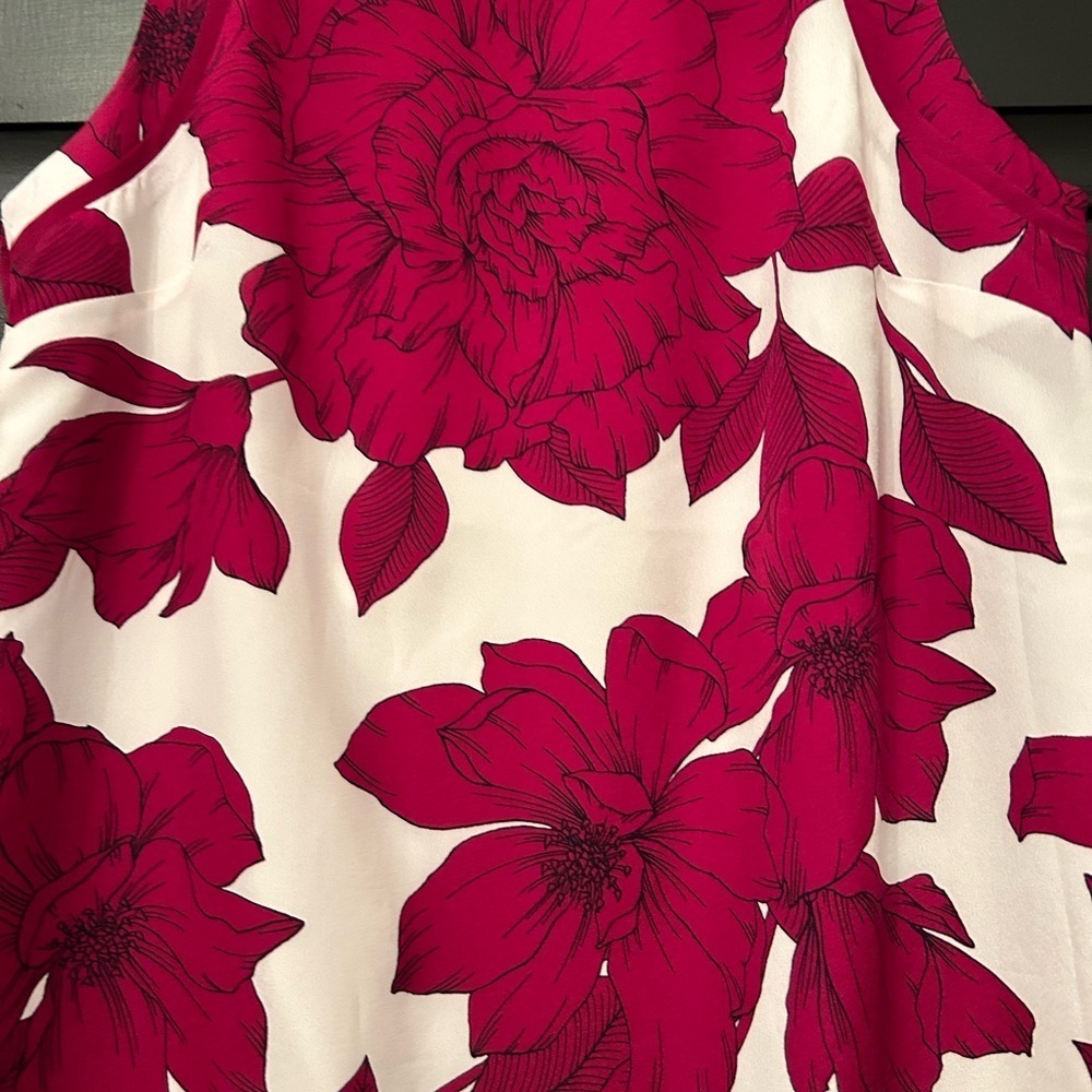 Banana Republic Magenta and White Floral Career Office Sheath Style Dress Size 2 - Picture 9 of 12